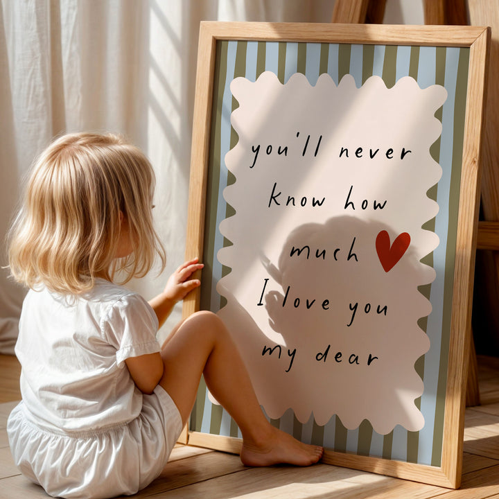 a little girl sitting next to a sign that says you'll never know how