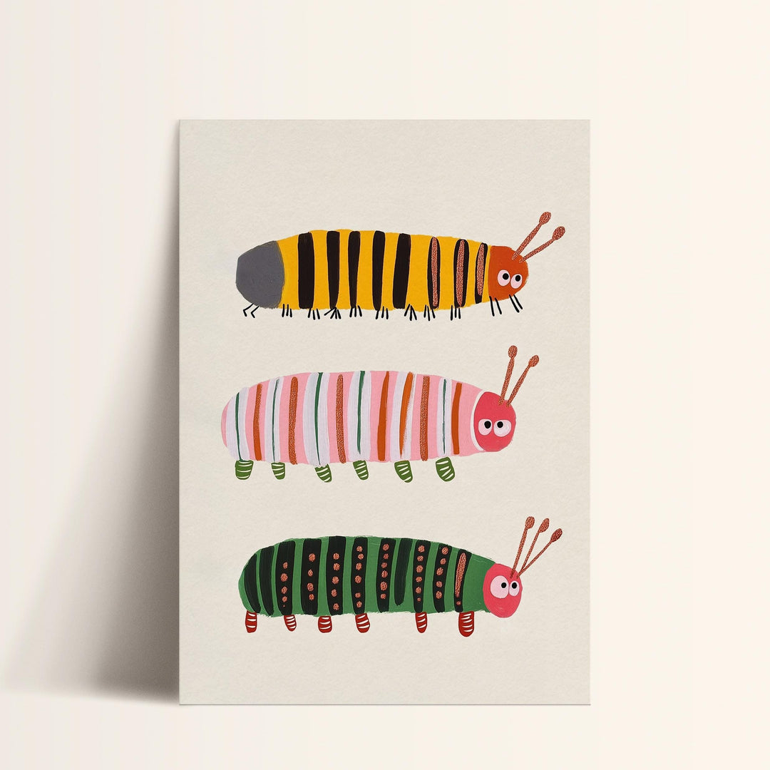 a card with three colorful bugs on it