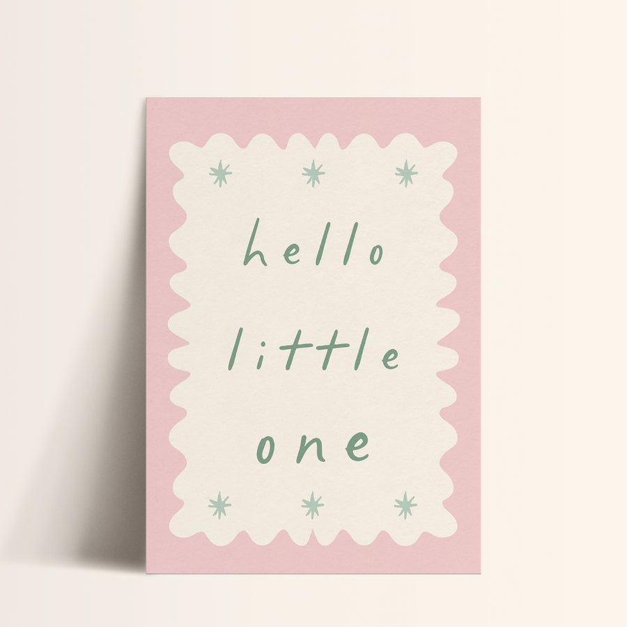 a card with the words hello little one on it
