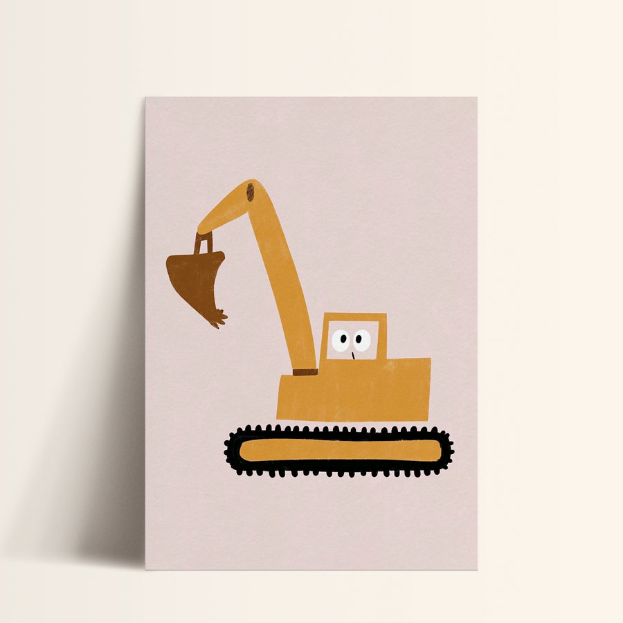 a picture of a bulldozer on a wall