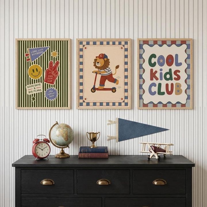 Boys Nursery Wall Art Bundle | 40 Printable Navy & Eclectic Kids Prints