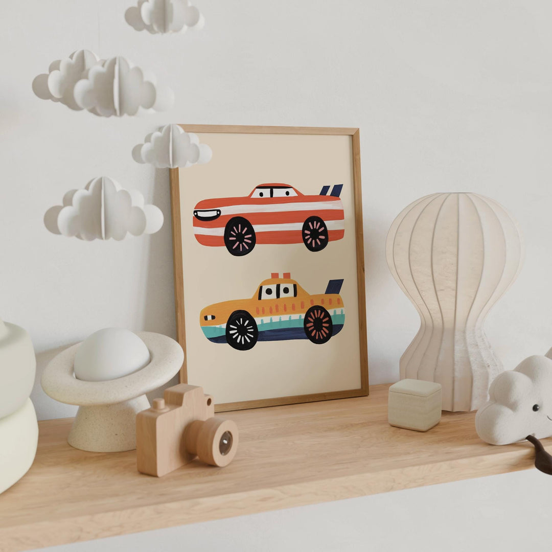 a picture of a picture of a car on a shelf
