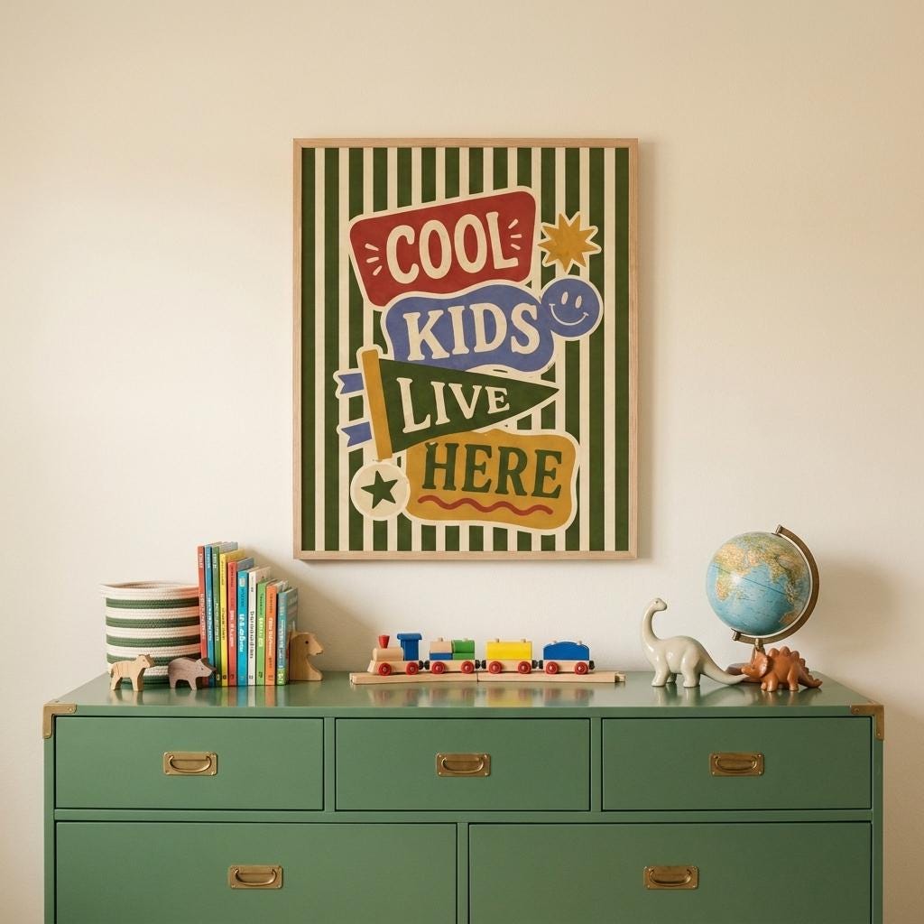 Boys Nursery Wall Art Bundle | 40 Printable Navy & Eclectic Kids Prints