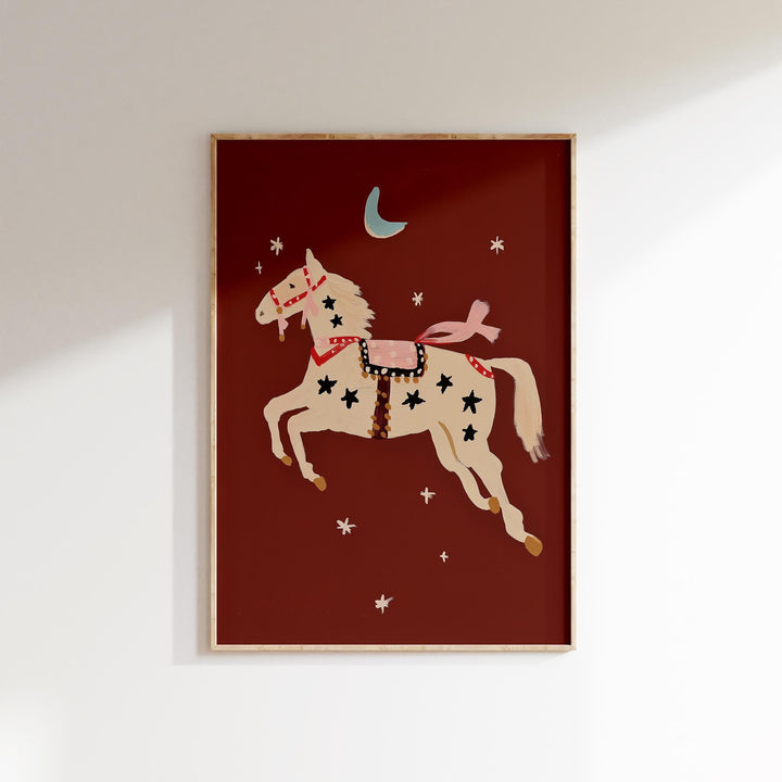 a picture of a horse on a wall
