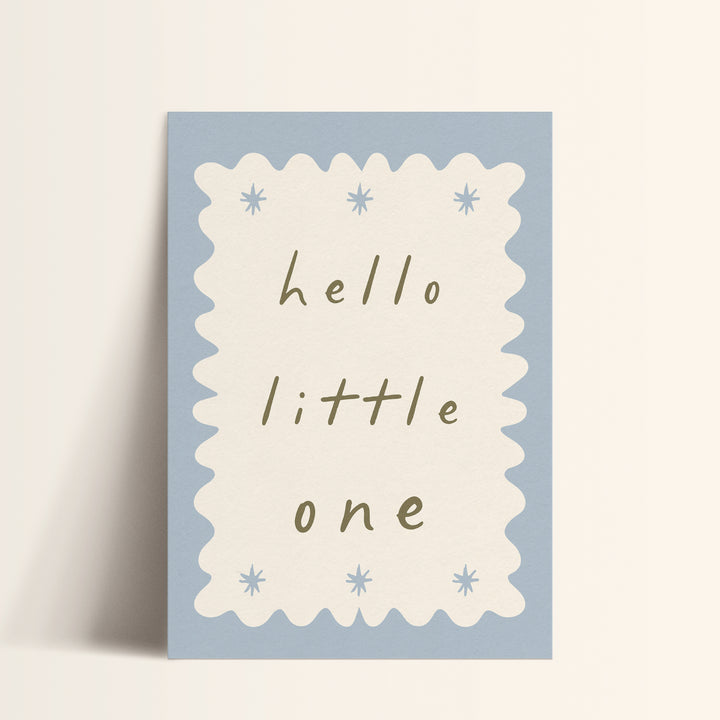 a card with the words hello little one on it
