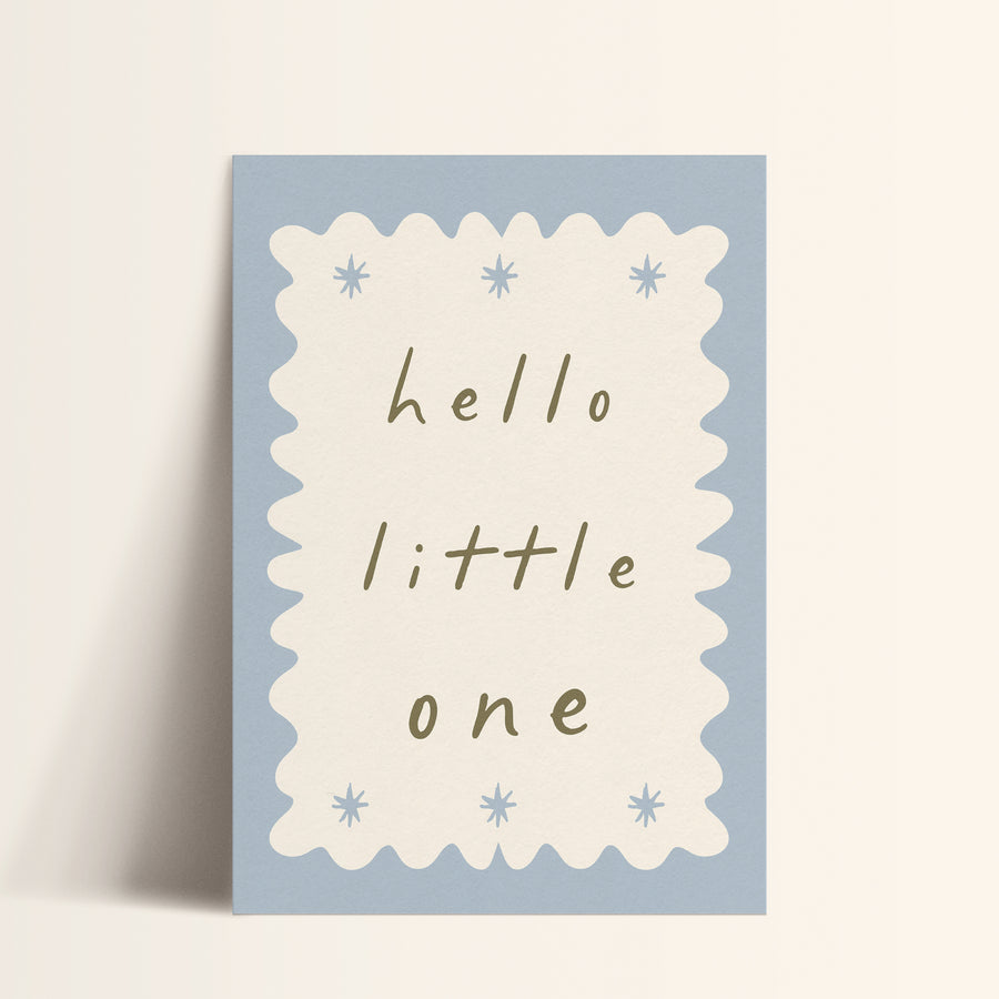 a card with the words hello little one on it
