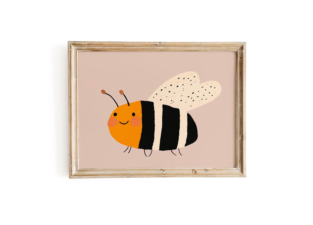 a picture of a bee on a pink background