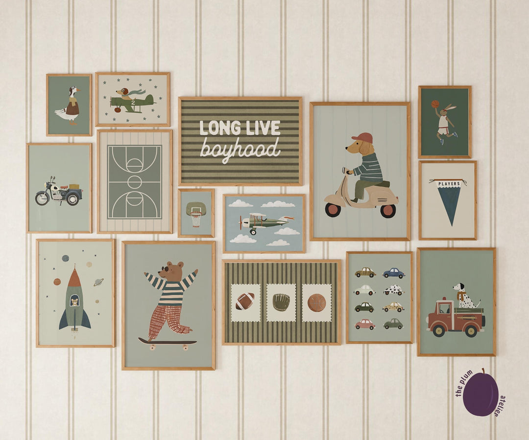 Boys : 200 Sports & Animal Printable Wall Art Bundle