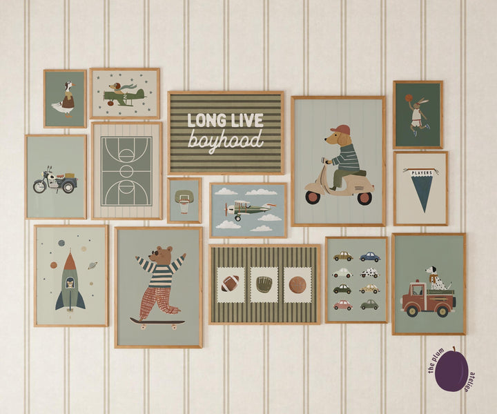 Boys : 200 Sports & Animal Printable Wall Art Bundle