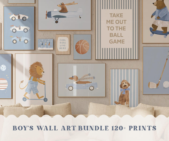 Sports Animals Cars Printable Wall Art Bundle