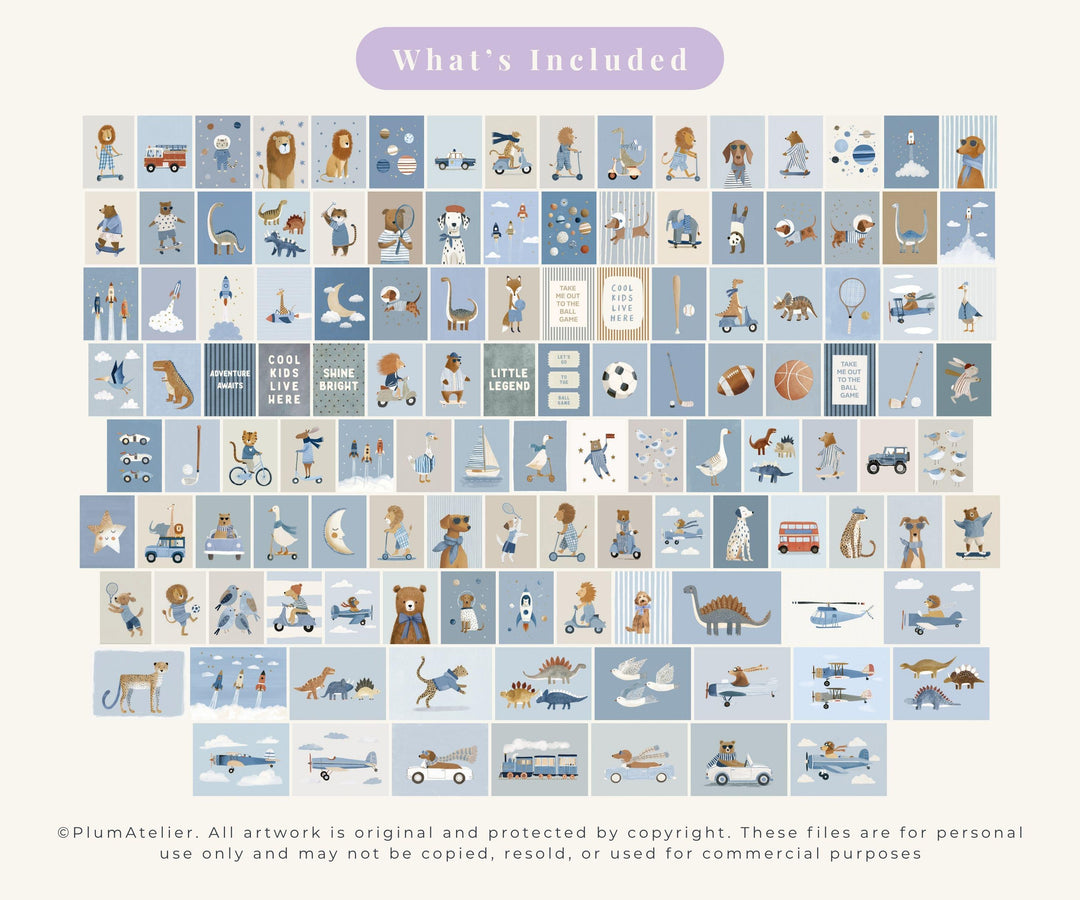 Sports Animals Cars Printable Wall Art Bundle