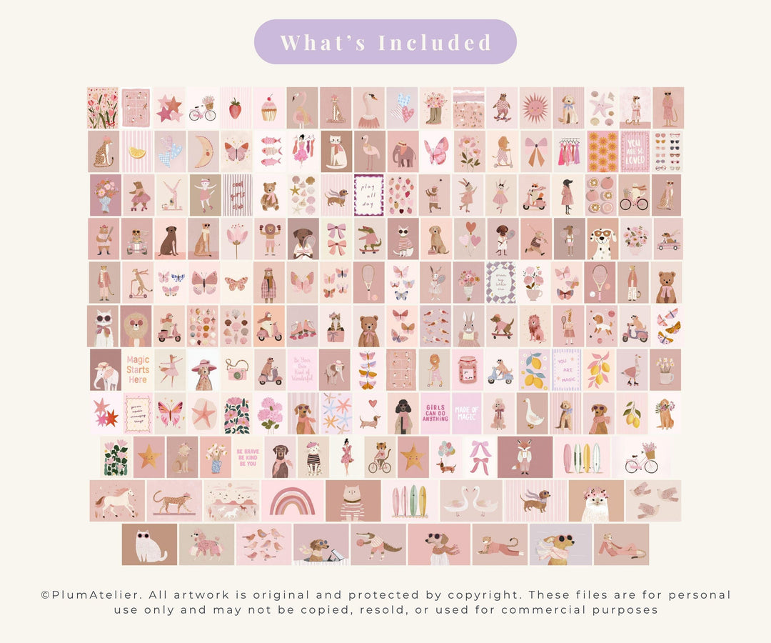 170 Pink Printable Wall Art Bundle