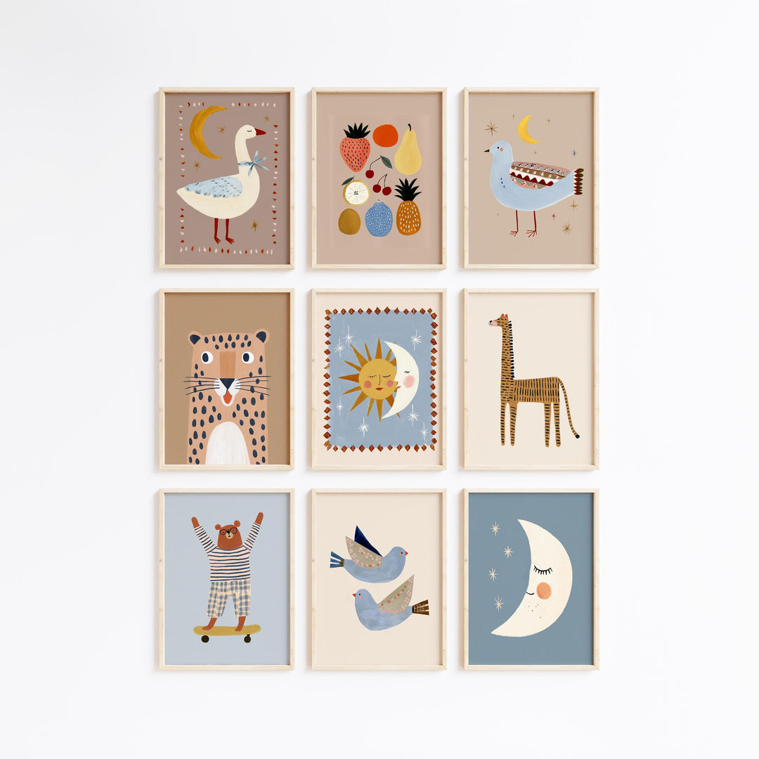 Whimsical Animal 200 Scandinavian Baby Room Art Printable Wall Art Bundle