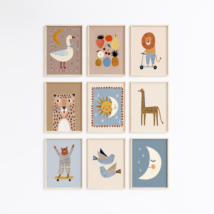 Whimsical Animal 200 Scandinavian Baby Room Art Printable Wall Art Bundle