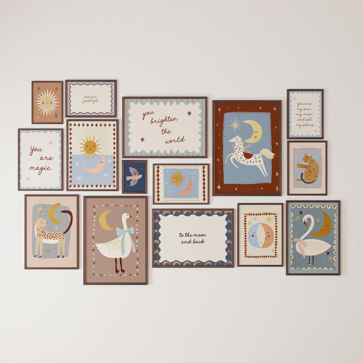 80 Whimsical Celestial Folk Art Boho Printable Wall Art Bundle