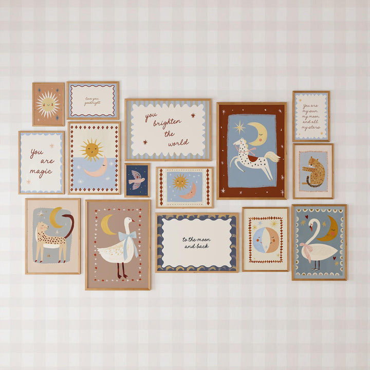 80 Whimsical Celestial Folk Art Boho Printable Wall Art Bundle