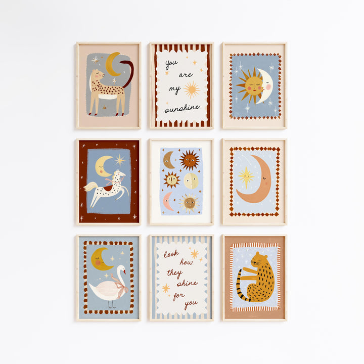 Of 80 Celestial Art Sun Moon Stars Art Printable Wall Art Bundle