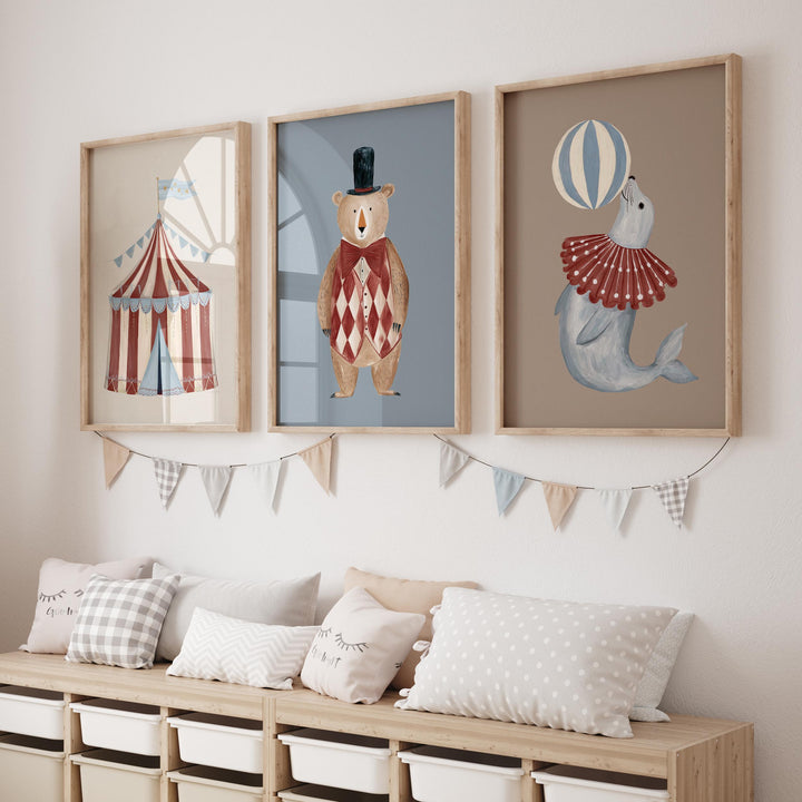 Vintage Circus 20 Animal Whimsical Gallery Retro Carnival Printable Wall Art Bundle