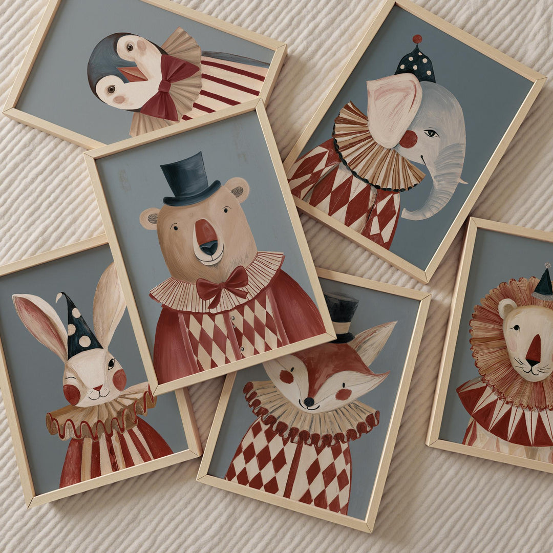 Vintage Circus 20 Animal Whimsical Gallery Retro Carnival Printable Wall Art Bundle