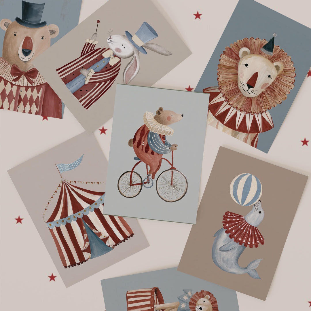 Vintage Circus 20 Animal Whimsical Gallery Retro Carnival Printable Wall Art Bundle