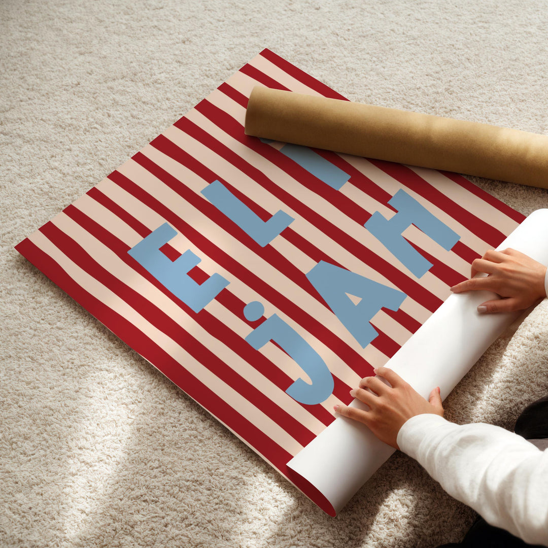 Custom Name Print – Red Stripe