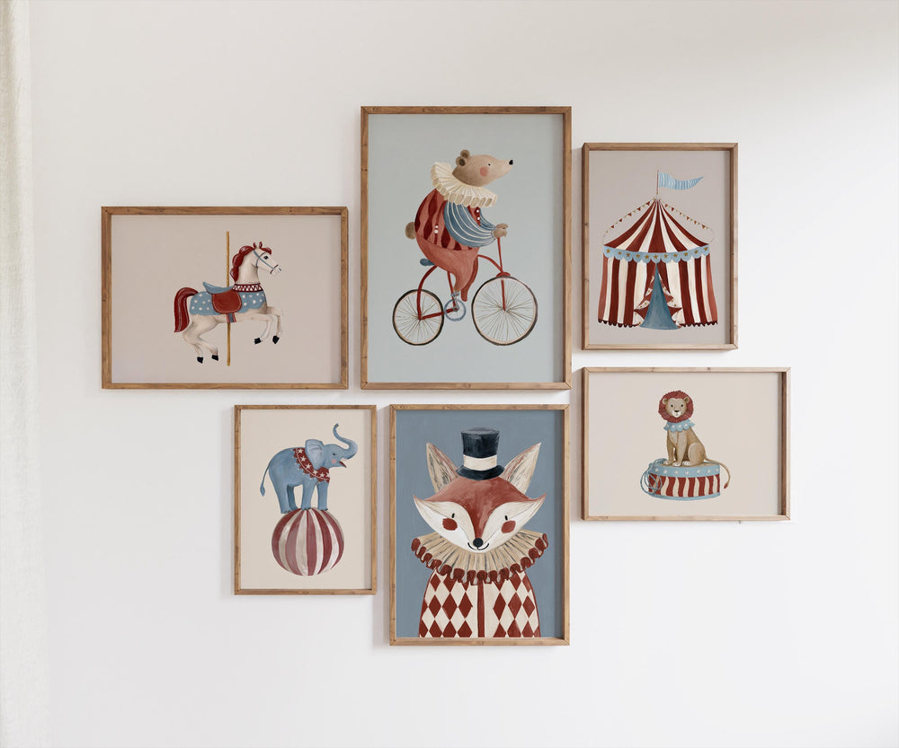 Vintage Circus 20 Animal Whimsical Gallery Retro Carnival Printable Wall Art Bundle