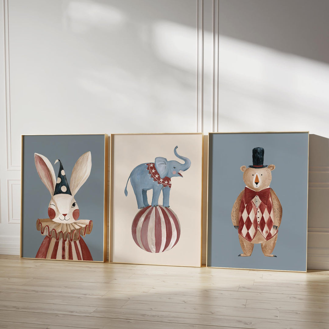 Vintage Circus 20 Animal Whimsical Gallery Retro Carnival Printable Wall Art Bundle
