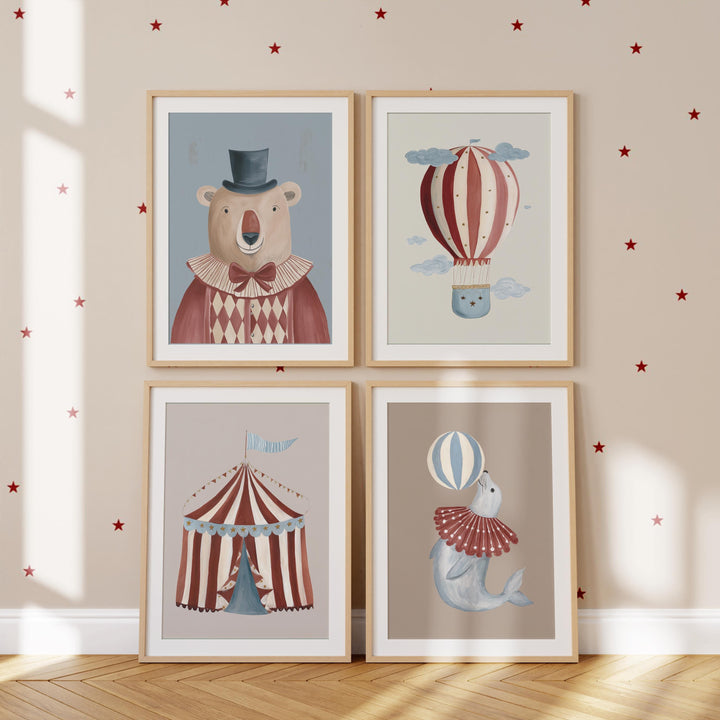 Vintage Circus 20 Animal Whimsical Gallery Retro Carnival Printable Wall Art Bundle
