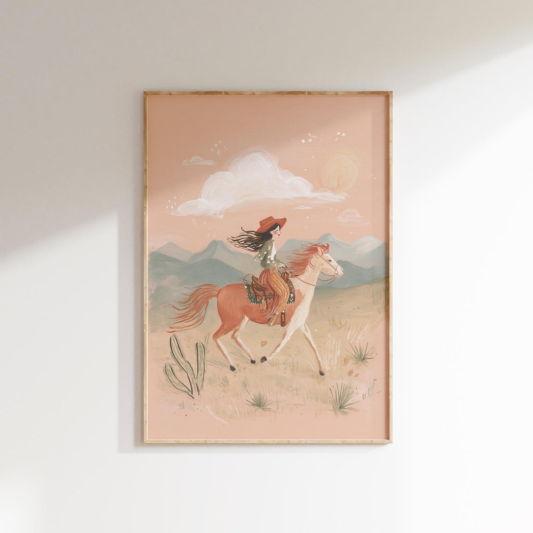 Mermaid Cowgirl & Sea Life Coastal Vintage Girls Room Printable Wall Art Bundle