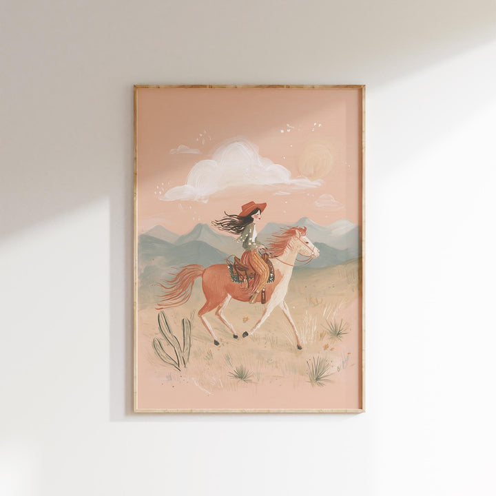 Mermaid Cowgirl & Sea Life Coastal Vintage Girls Room Printable Wall Art Bundle