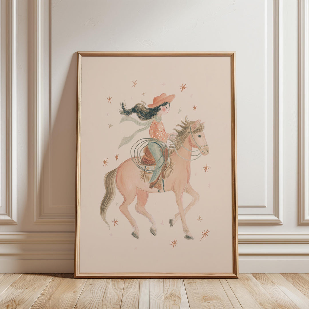 Mermaid Cowgirl & Sea Life Coastal Vintage Girls Room Printable Wall Art Bundle