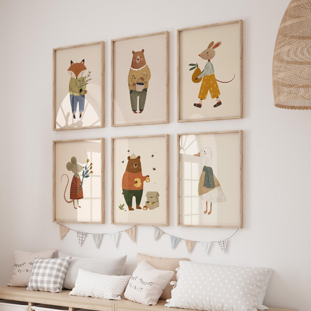 Of 40 Woodland Animal Art Vintage Storybook Style Art Printable Wall Art Bundle