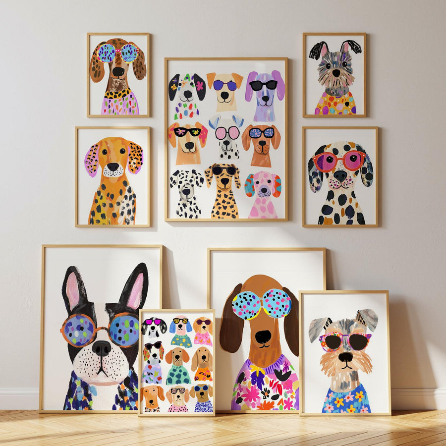Colorful Dog Of 23 Animal Playful Art Printable Wall Art Bundle