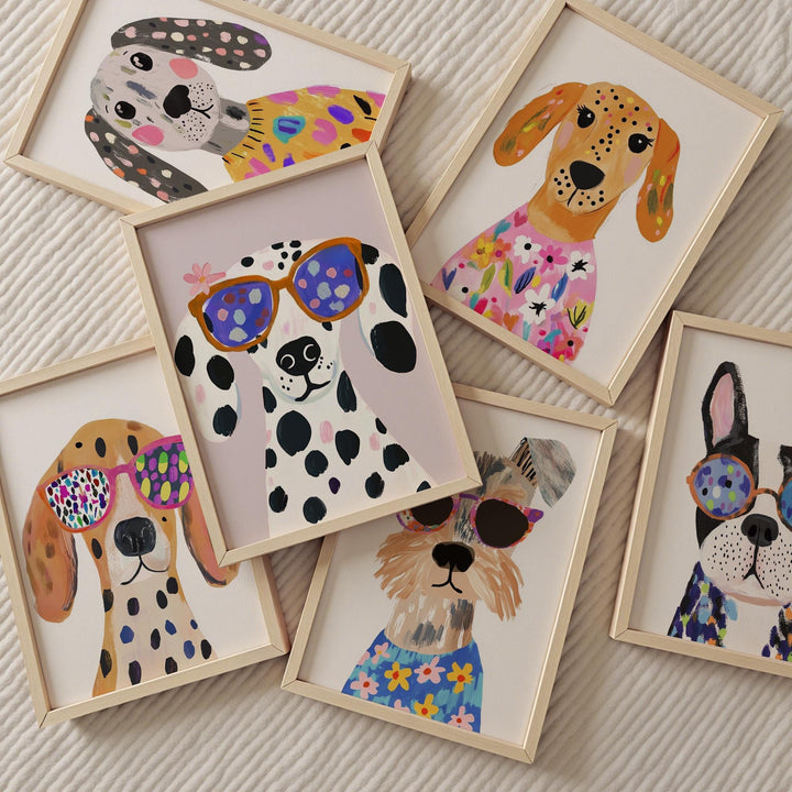 Colorful Dog Of 23 Animal Playful Art Printable Wall Art Bundle