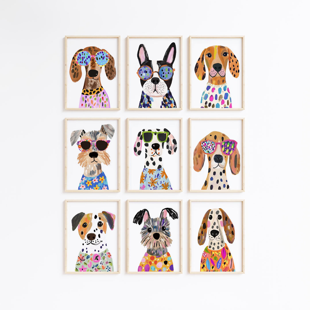 Colorful Dog Of 23 Animal Playful Art Printable Wall Art Bundle