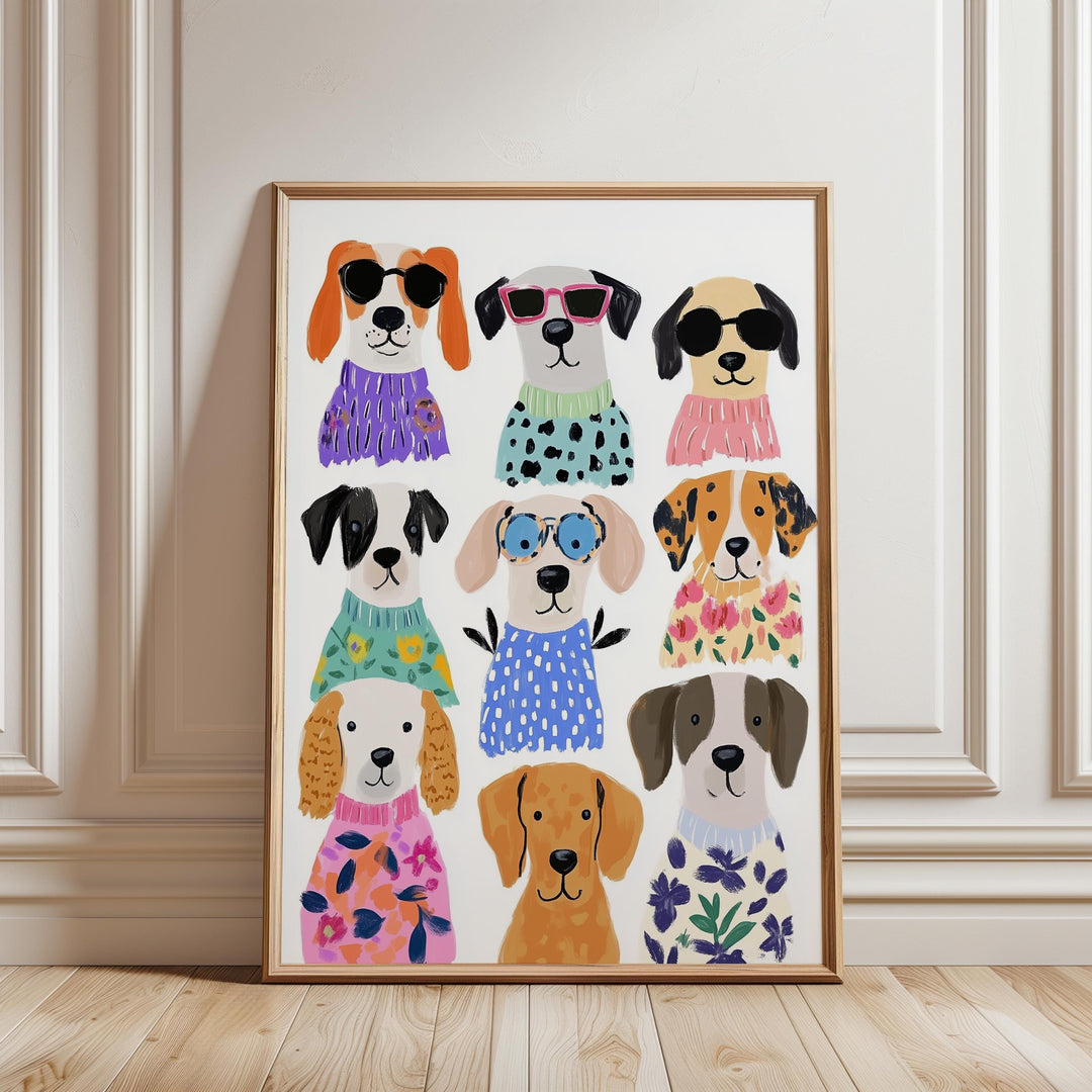 Colorful Dog Of 23 Animal Playful Art Printable Wall Art Bundle