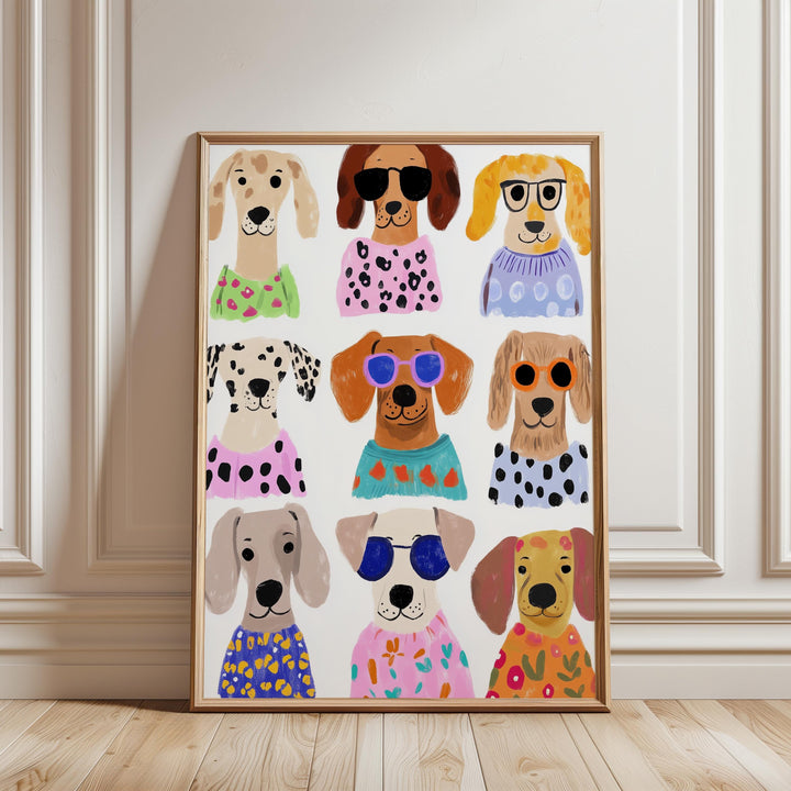 Colorful Dog Of 23 Animal Playful Art Printable Wall Art Bundle