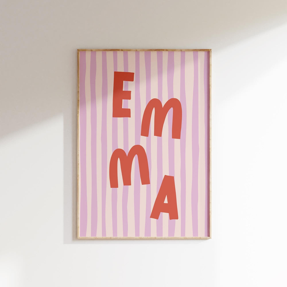 Personalised custom name print on boho earthy stripes