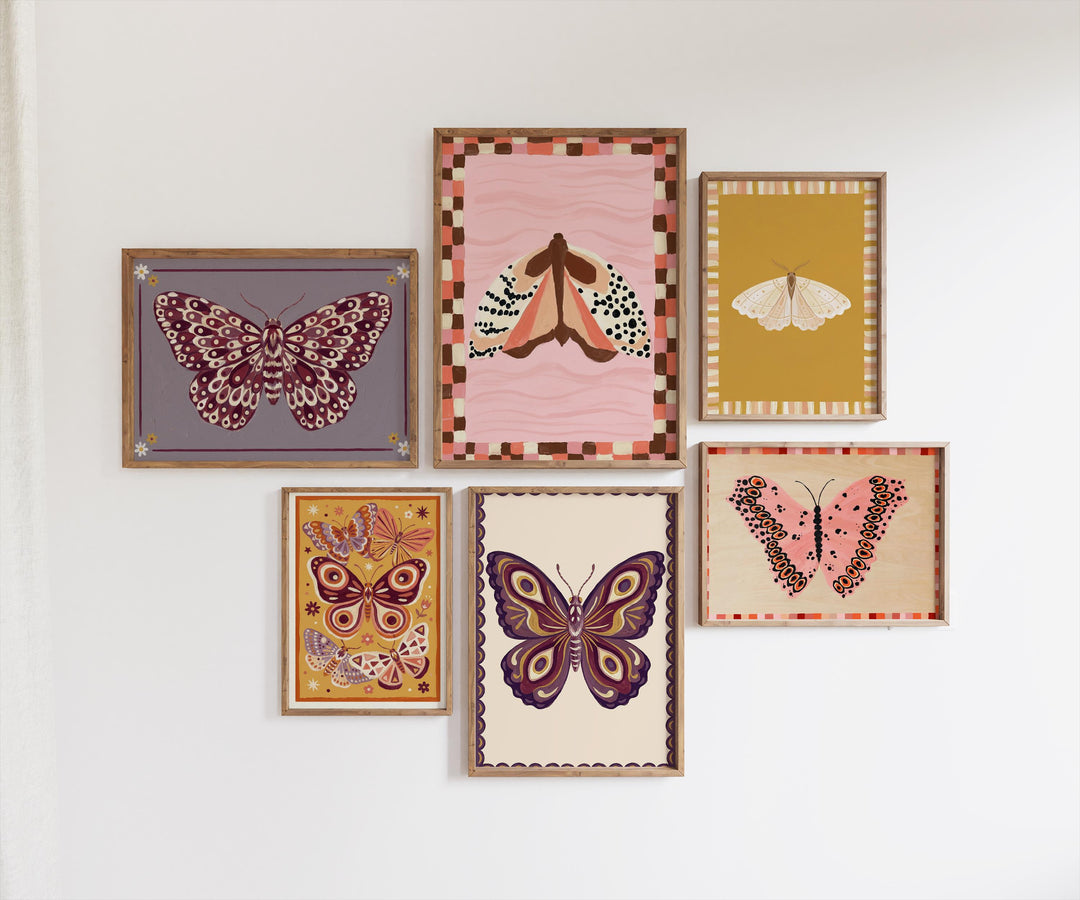 Butterfly Of 25 Pastel Butterfly & Moth Baby Girl Printable Wall Art Bundle