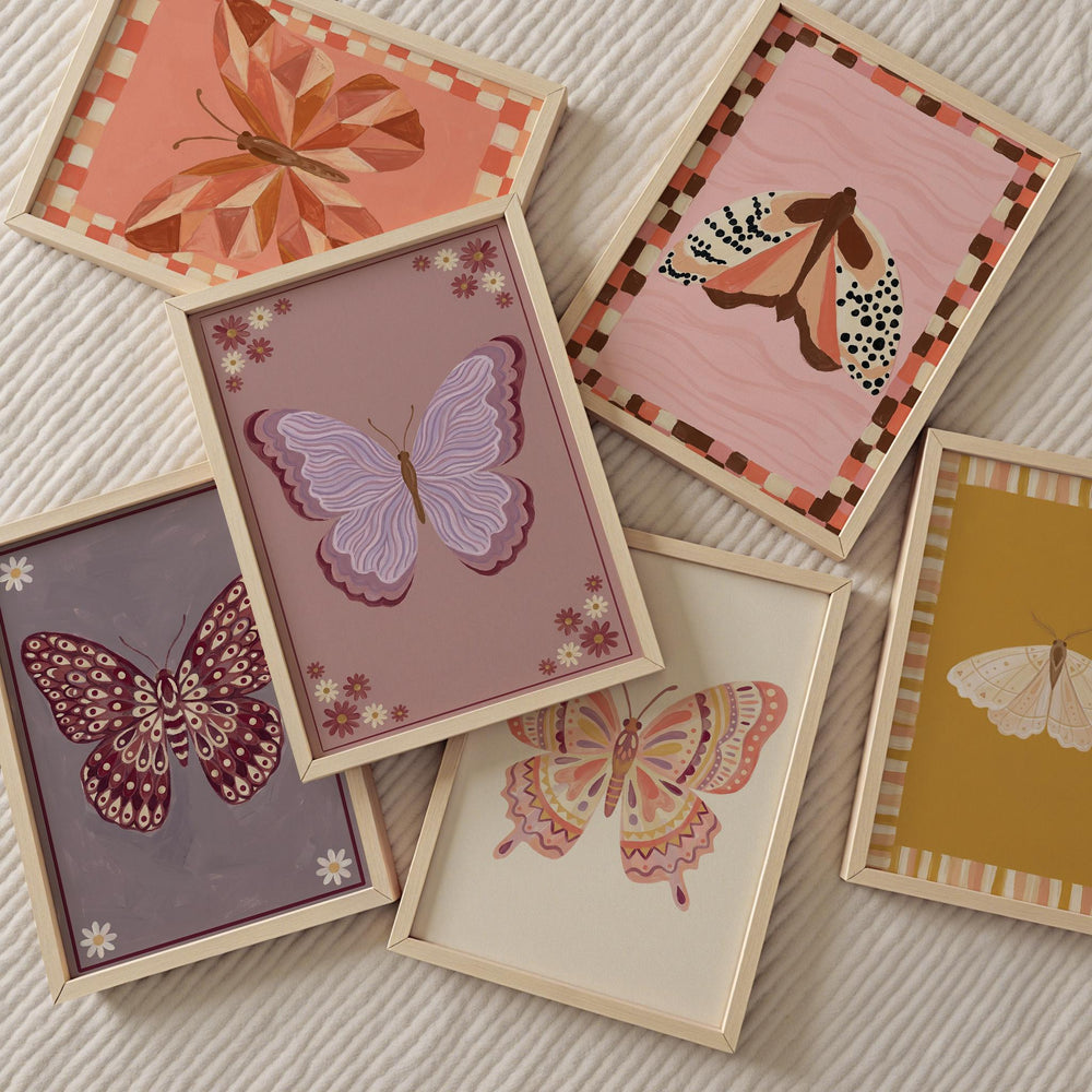 Butterfly Of 25 Pastel Butterfly & Moth Baby Girl Printable Wall Art Bundle