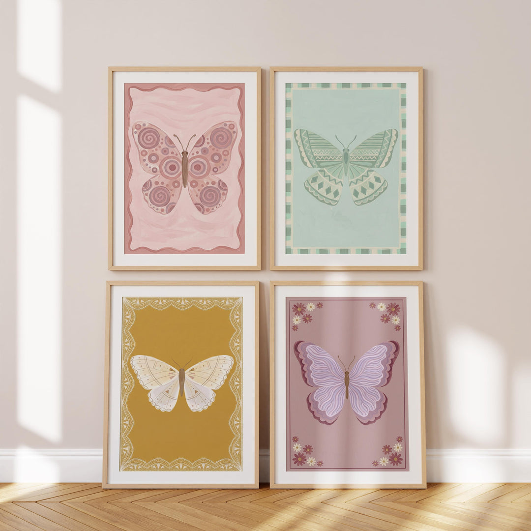 Butterfly Of 25 Pastel Butterfly & Moth Baby Girl Printable Wall Art Bundle