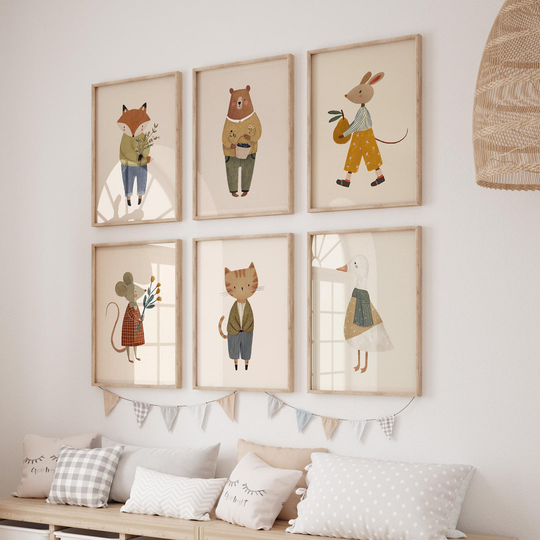 Of 40 Woodland Animal Art Vintage Storybook Style Art Printable Wall Art Bundle