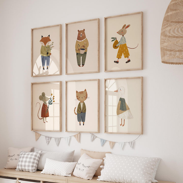 Of 40 Woodland Animal Art Vintage Storybook Style Art Printable Wall Art Bundle