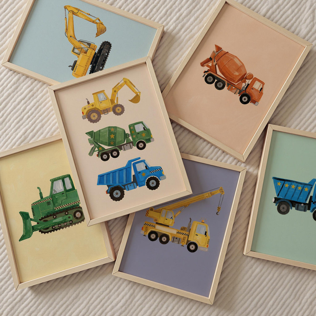 Watercolor Vehicle Construction Emergency Cars Trucks Of 35 Downloads Printable Wall Art Bundle