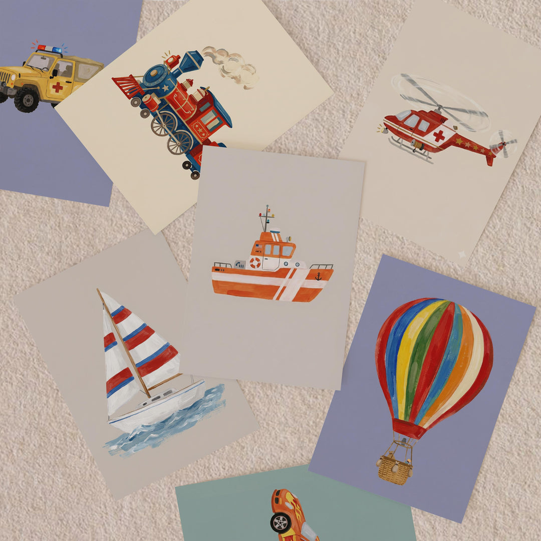 Watercolor Vehicle Construction Emergency Cars Trucks Of 35 Downloads Printable Wall Art Bundle