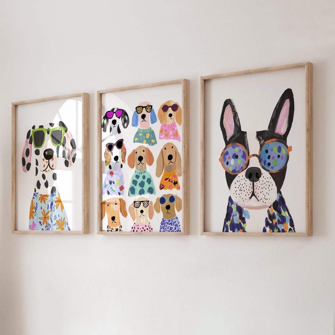 Colorful Dog Of 23 Animal Playful Art Printable Wall Art Bundle