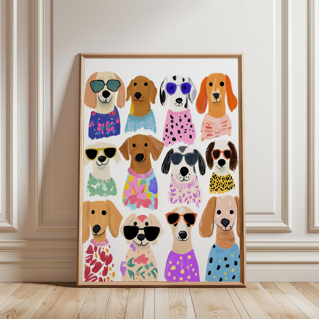 Colorful Dog Of 23 Animal Playful Art Printable Wall Art Bundle