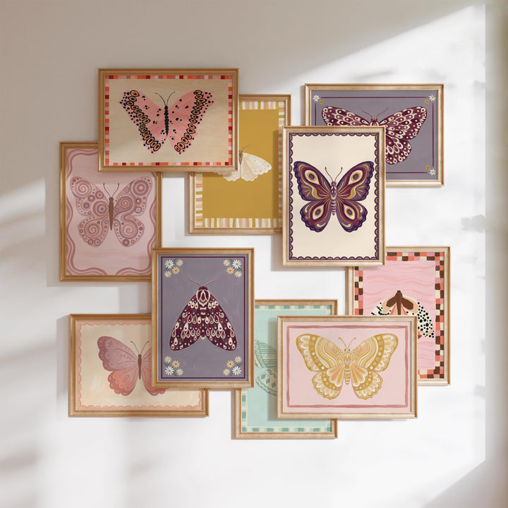 Butterfly Of 25 Pastel Butterfly & Moth Baby Girl Printable Wall Art Bundle