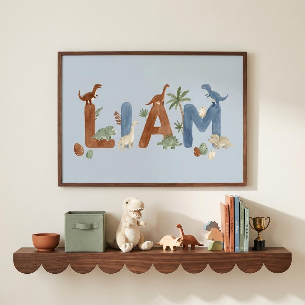 Personalised custom dinosaur name print