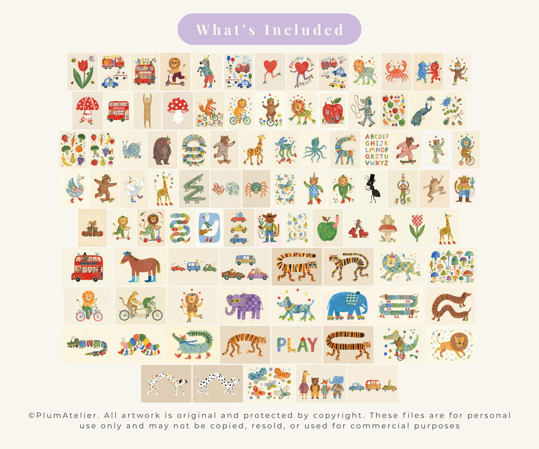 Retro Illustration Printable Wall Art Bundle